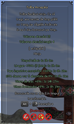 Az Íjász Tegez leírása az egyes bónuszok hátralévő idejével