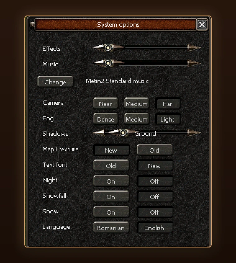 Regalis2 1.8.0 - Optiuni Sistem cu selectarea limbii