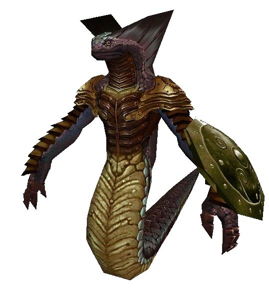 Serpentor, creatura cu trup de șarpe, armură aurie și scut